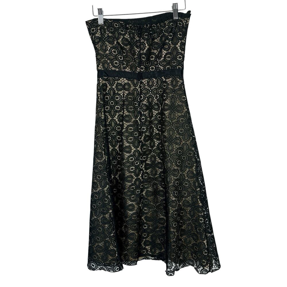 Vintage Y2K Delia's Dress Size 5 Small Black Lace Illusion Strapless Midi - Picture 4 of 15
